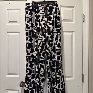 Torrid Black and White Wide Leg Pants with Geometric Design